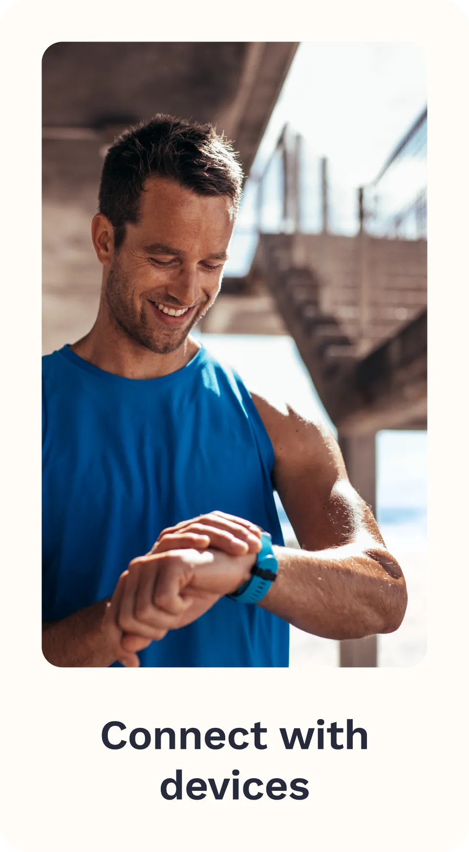 A card explaining the benefits of using the Cronometer app. Connect with devices.