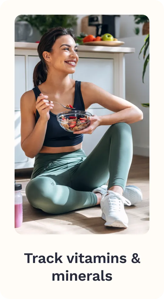 A card explaining the benefits of using the Cronometer app. Track vitamins and minerals.