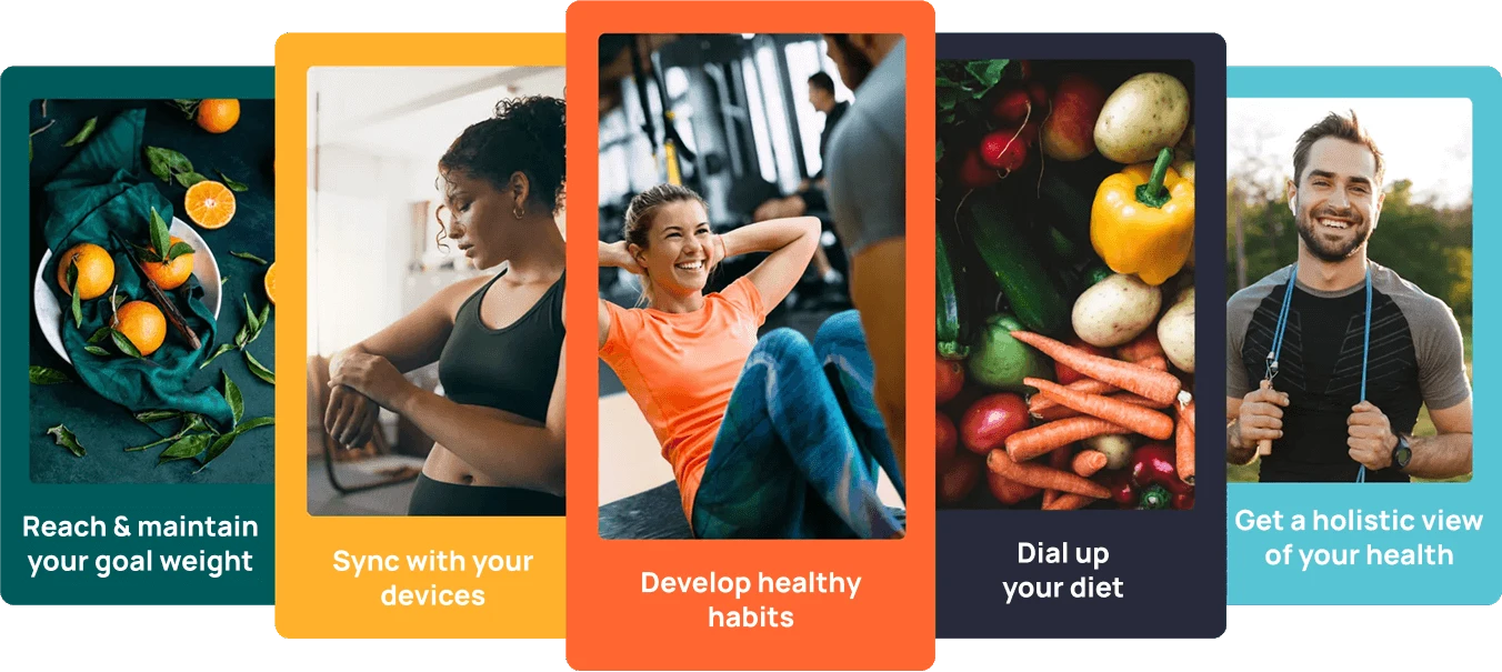 A series of four images listing the benefits of the nutrition tracker, Cronometer.