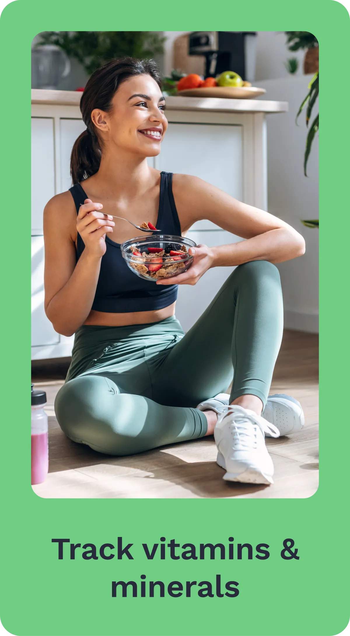 A card explaining the benefits of using the Cronometer app. Track vitamins and minerals.